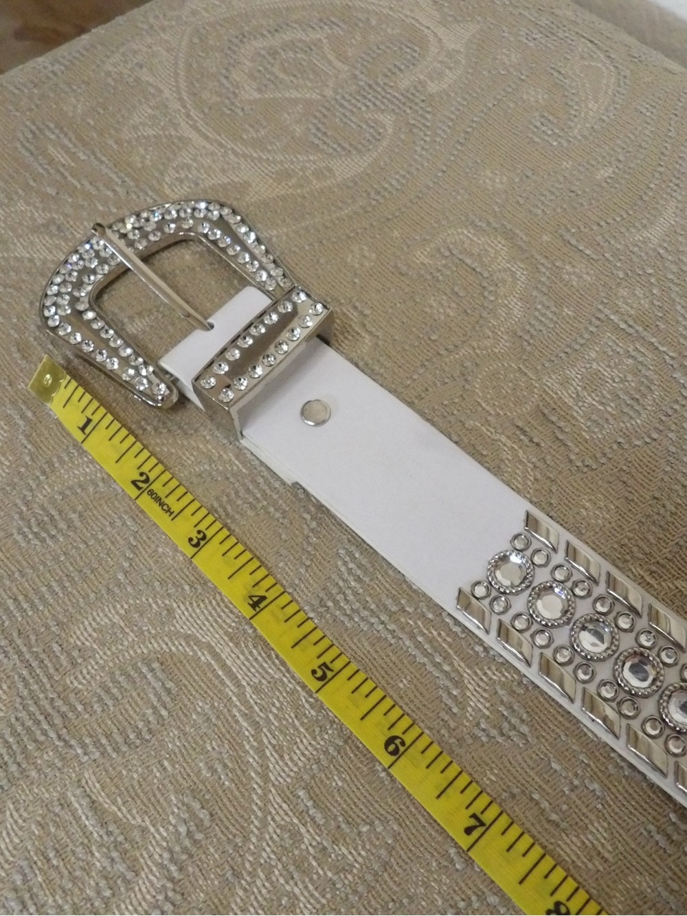 White Rhinestone Statement Belt - Picture 7 of 7